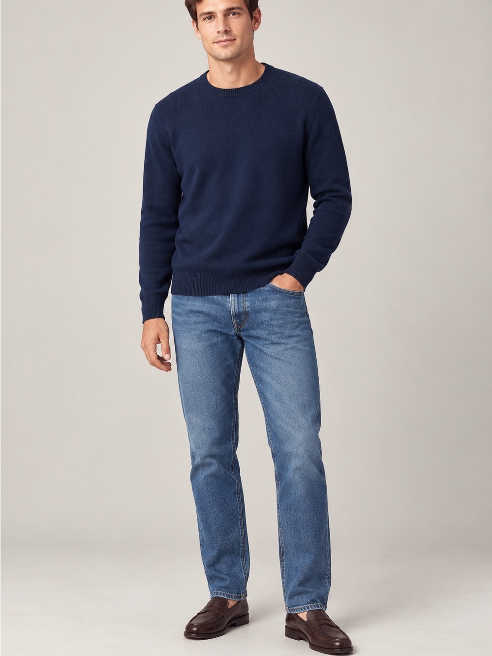 J.Crew Navy Cotton Cashmere Crewneck Sweater Size M